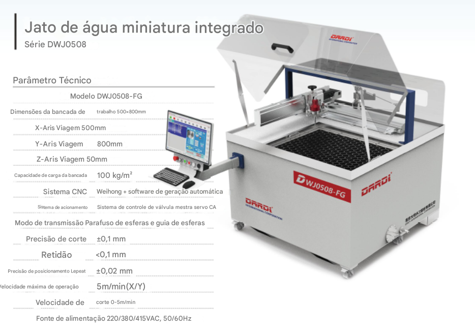 Especificações do Mini Jato de Água